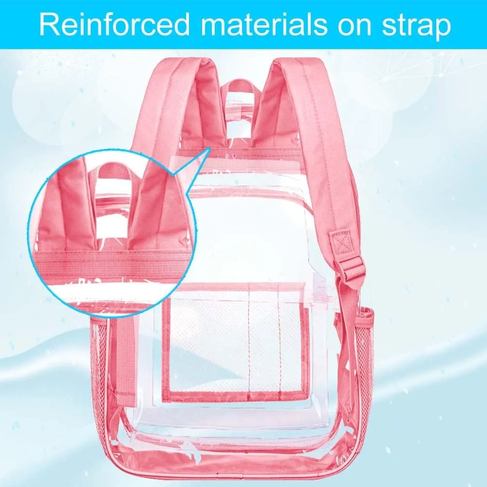 gxtvo Clear Backpack, Heavy Duty Transparent Bookbag, See Through Backpacks for Women Men