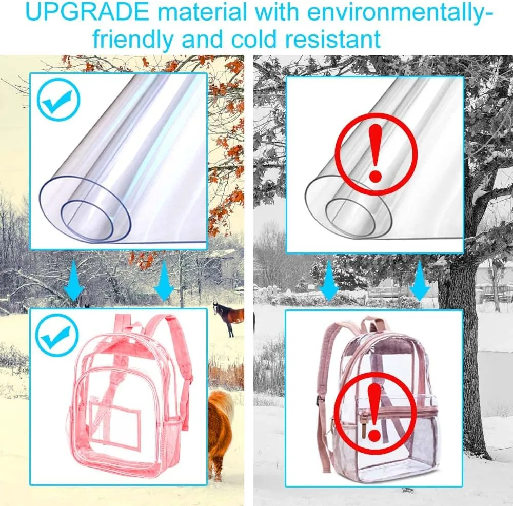gxtvo Clear Backpack, Heavy Duty Transparent Bookbag, See Through Backpacks for Women Men