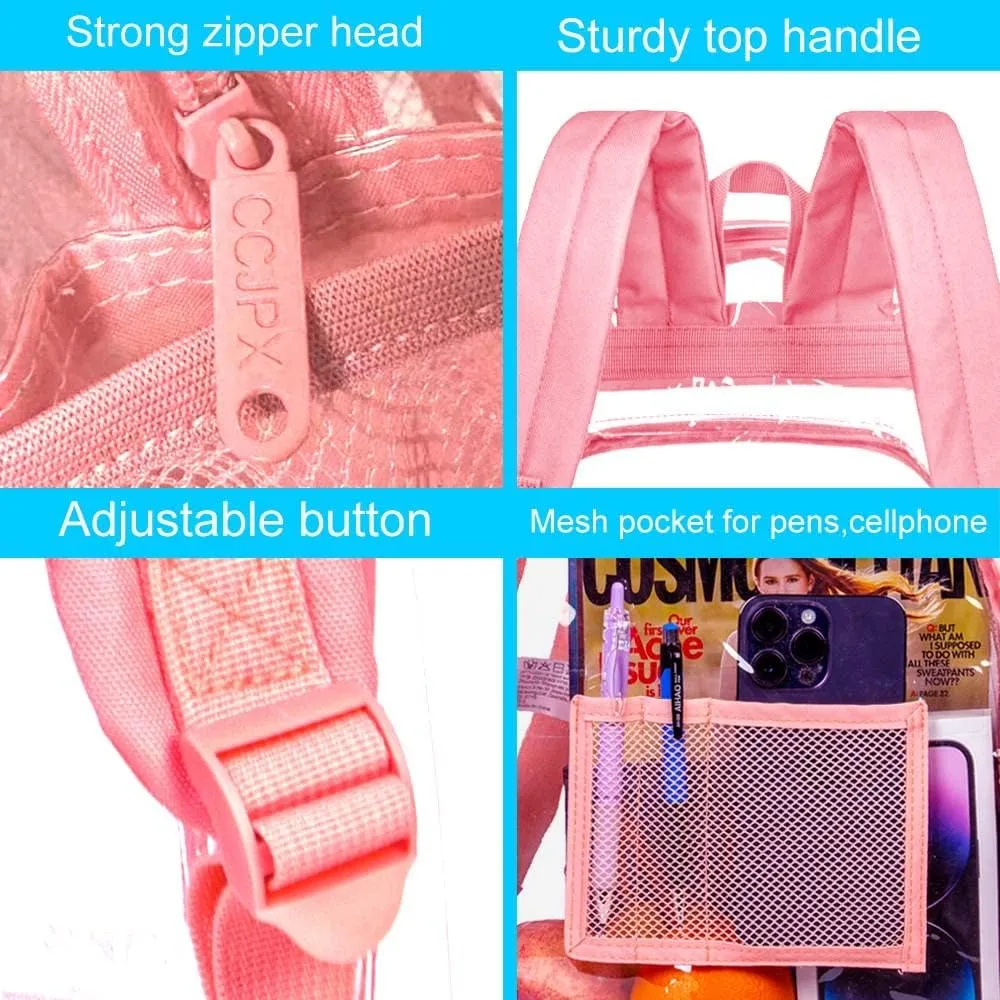 gxtvo Clear Backpack, Heavy Duty Transparent Bookbag, See Through Backpacks for Women Men