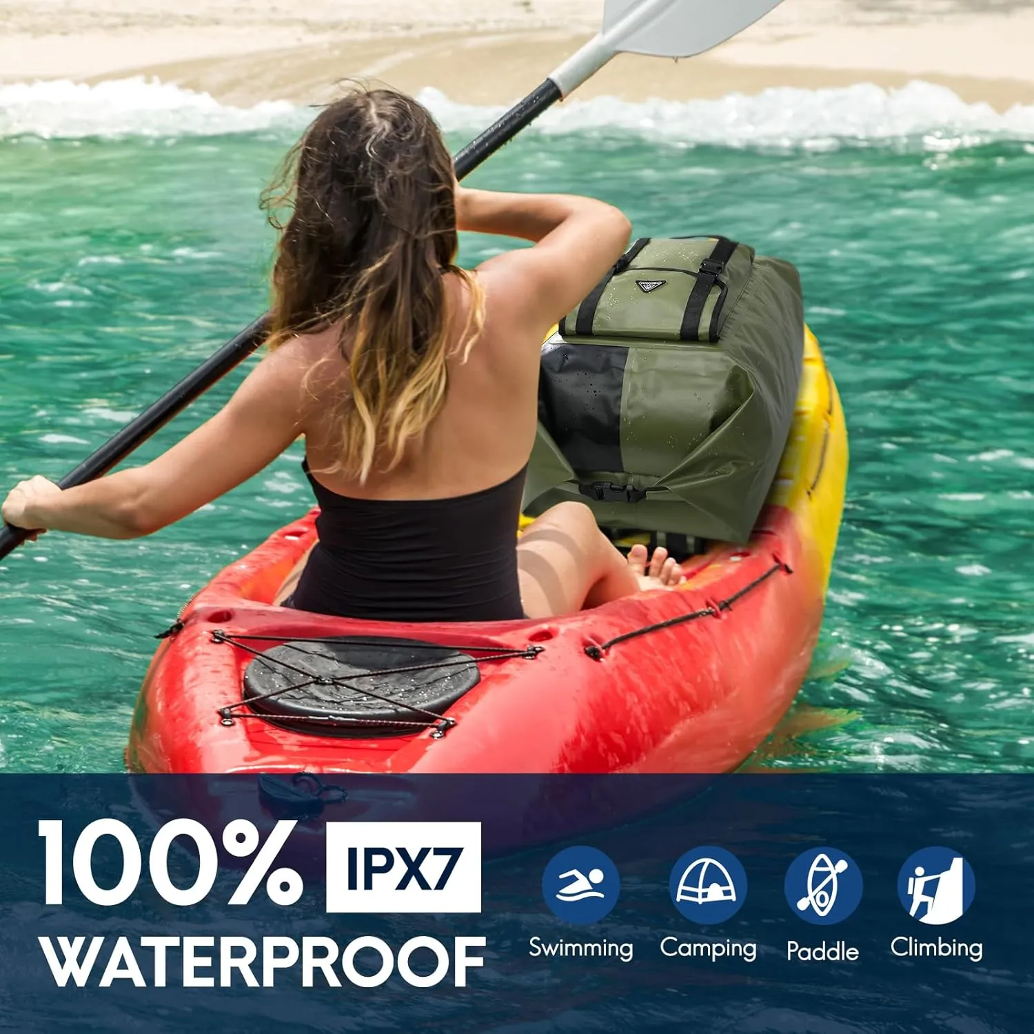 Haimont 100% Waterproof Roll-Top Backpack Heavy Duty Large Capacity IPX7 Dry Bag for Kayaking Rafting SUP Camping, 60/100L