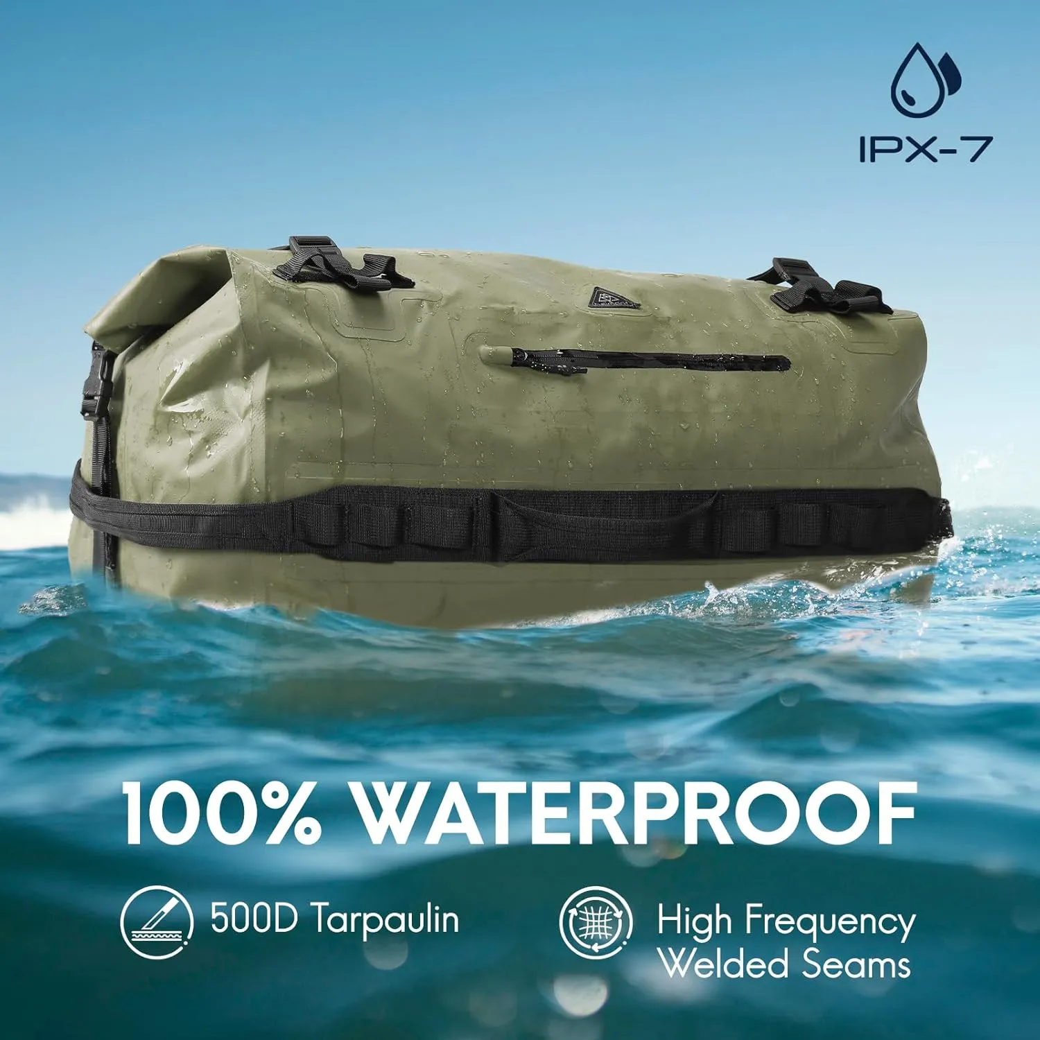 Haimont Large Waterproof Duffel Backpack Roll-Top Heavy Duty Dry Duffle Bag for Boating, Travel, Motorcycle, Kayaking, Camping, 60L