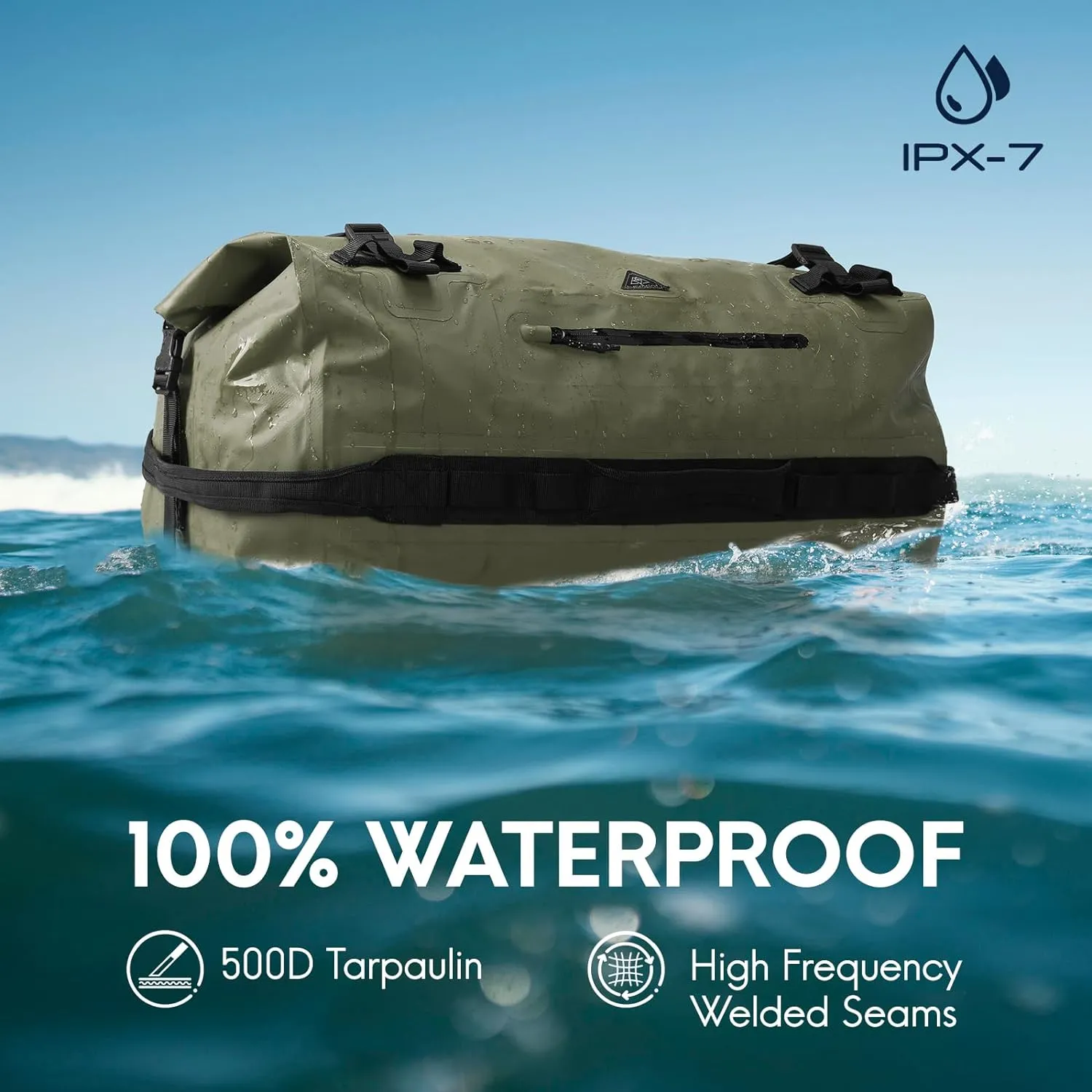 Haimont Large Waterproof Duffel Backpack Roll-Top Heavy Duty Dry Duffle Bag for Boating, Travel, Motorcycle, Kayaking, Camping, 60L