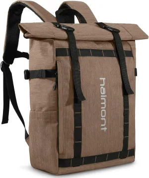 Haimont Rolltop Backpack for Men Women Water-Resistant Carry on Travel Backpack Casual Daypack with Laptop Compartment for Work Trip Hiking, 20L, Khaki
