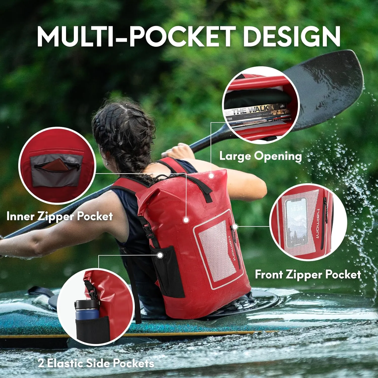 Haimont Waterproof Backpack Dry Bag Floating Roll Top Dry Sack Durable Backpack for Kayaking, Surfing, Rafting, Fishing, 30L