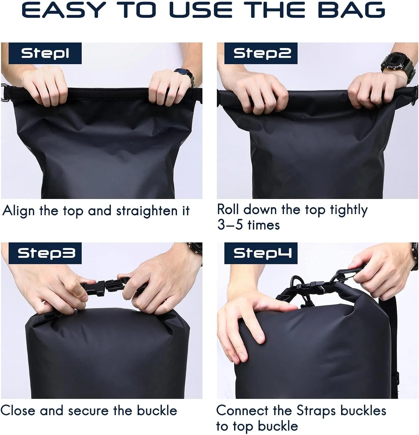 Haimont Waterproof Dry Bag Floating Dry Sack Roll Top Drybag Backpack for Kayaking, Rafting, Boating, Fishing with IPX8 Waterproof Phone Case, Black, 40L