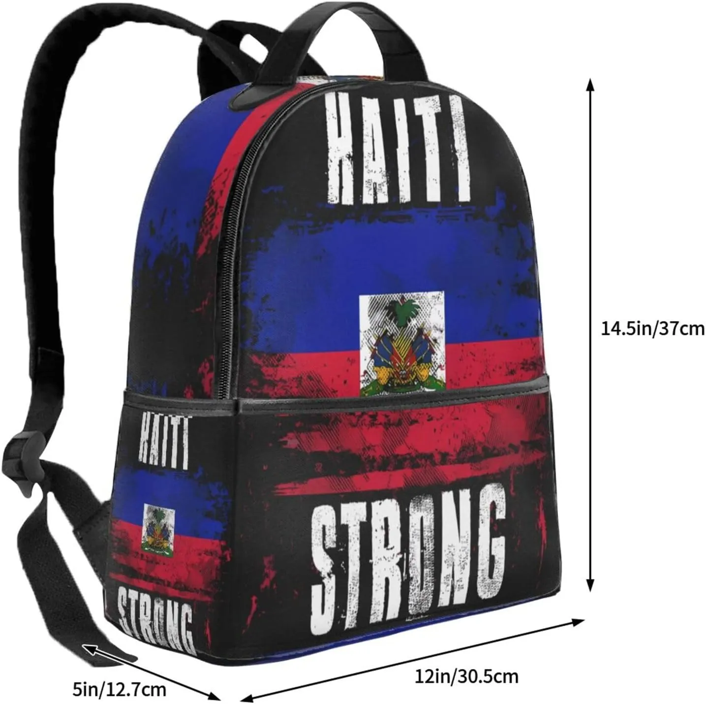 Haiti Strong Graffiti Flag Casual Backpacks Laptop Backpack Carry-on Daypack Sports Travel Rucksack Lightweight Working Bag for Outdoor Hiking Cycling Walking