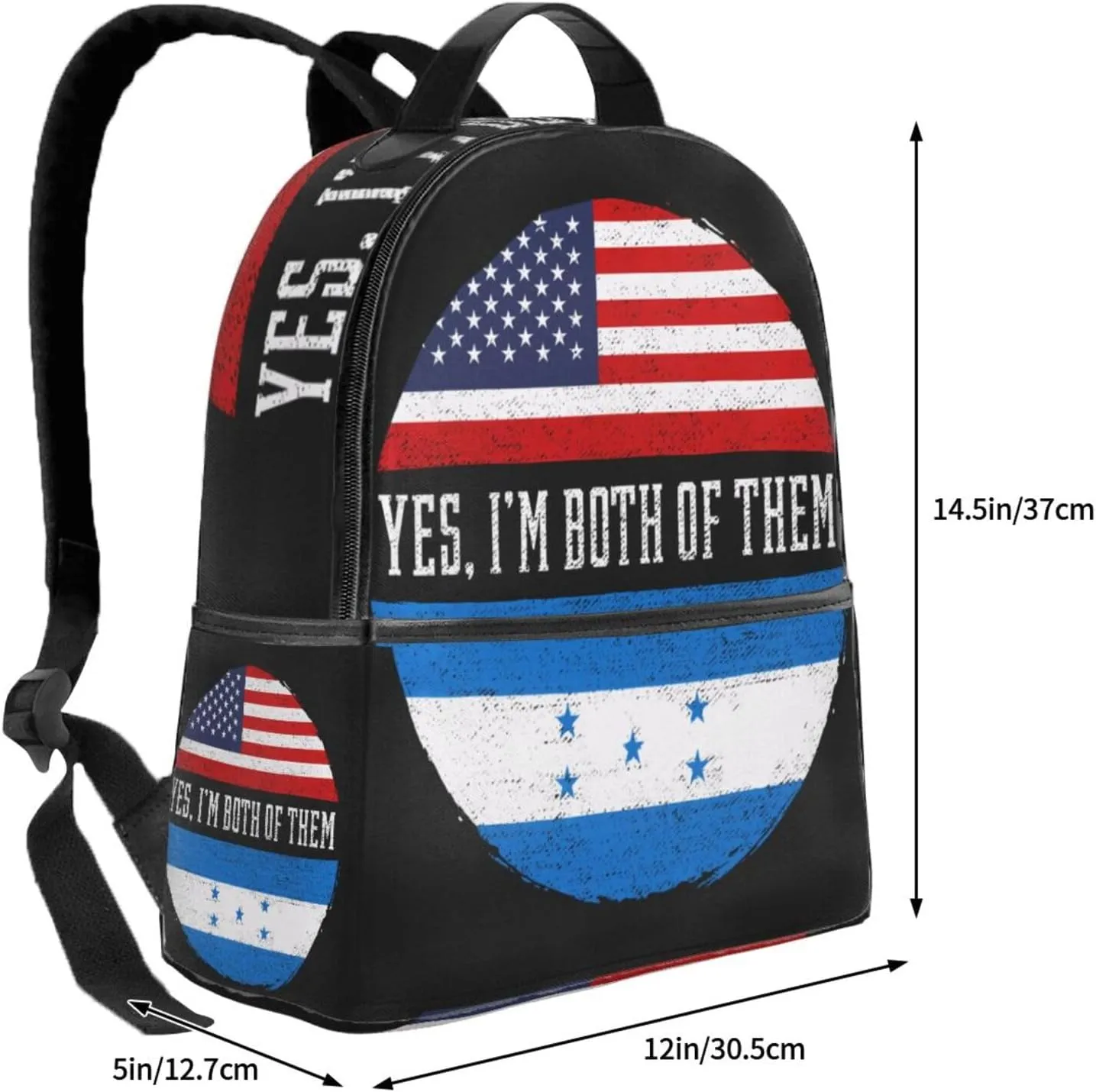 Half American Half Honduran Flag Casual Backpacks Laptop Backpack Carry-on Daypack Sports Travel Rucksack Lightweight Working Bag for Outdoor Hiking Cycling Walking