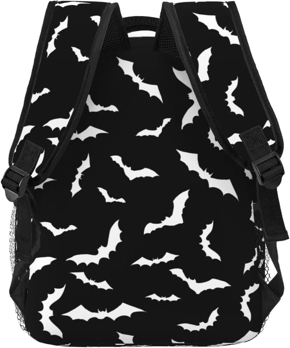 Halloween Bat Spooky Backpack With Adjustable Padded Shoulder Straps 17 Inch Daypacks For College Travel
