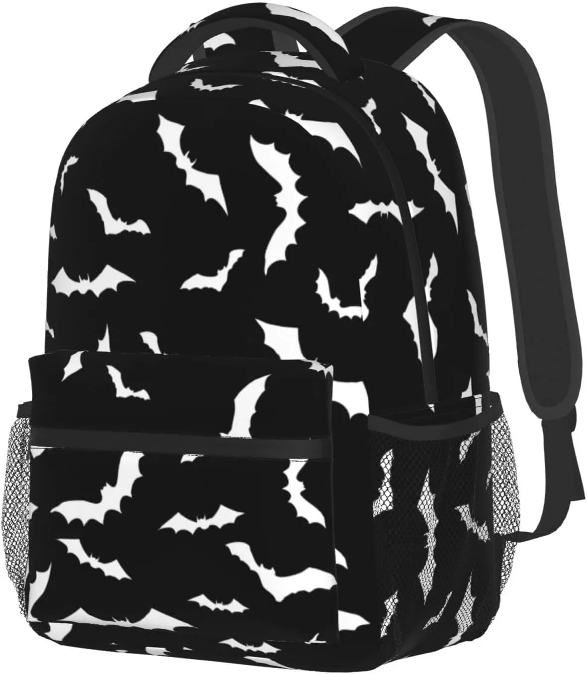 Halloween Bat Spooky Backpack With Adjustable Padded Shoulder Straps 17 Inch Daypacks For College Travel