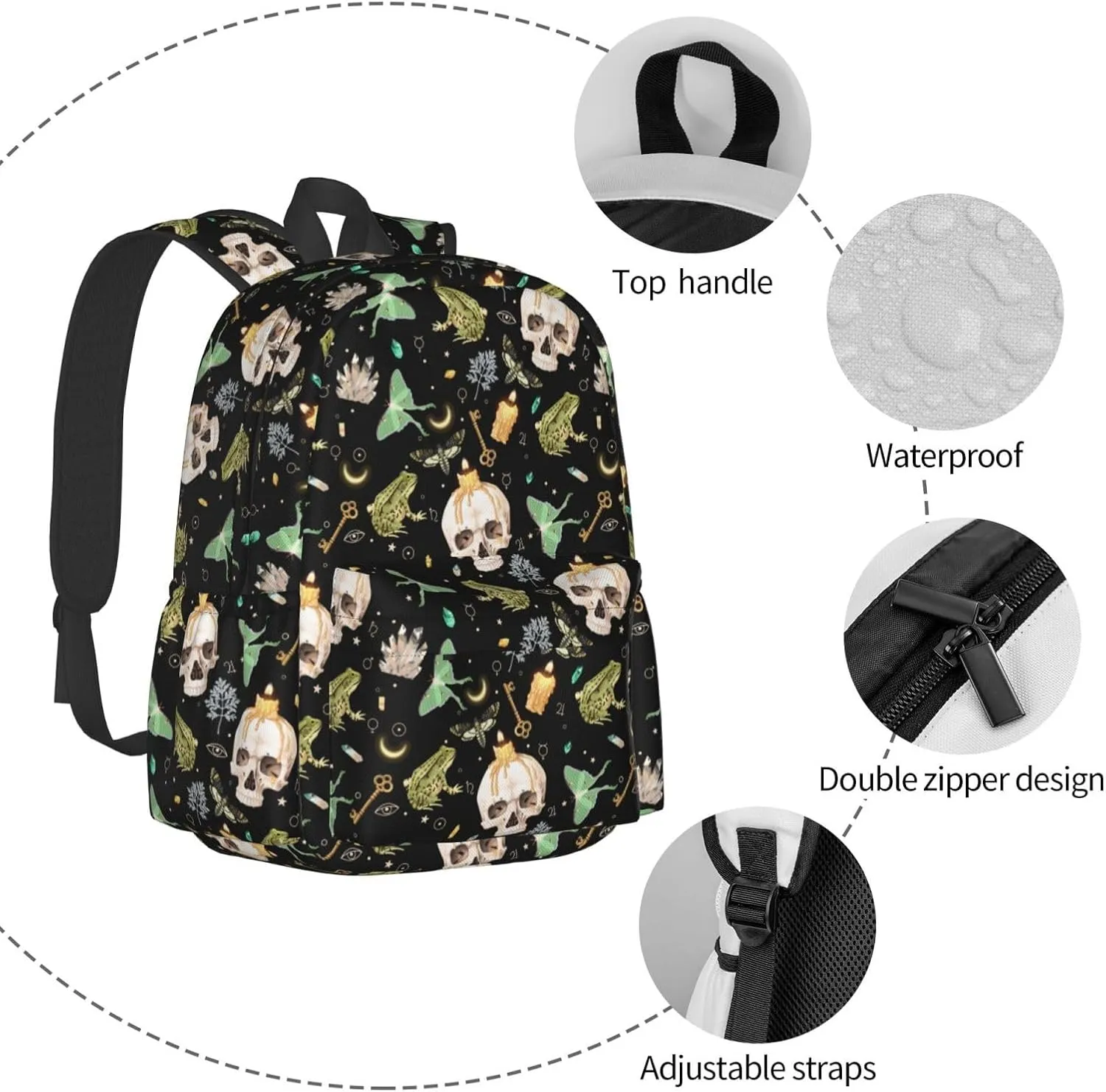 Halloween Spooky All Year Stylish Backpack With Adjustable Padded Shoulder Straps Daypacks For College Travel