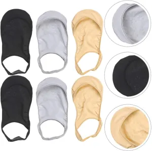 HEALLILY 3 Pairs No Show Sling Back Socks Ultra Low Cut Liner Socks With Sling No Show Half Socks For Heels (Grey Black Complexion)