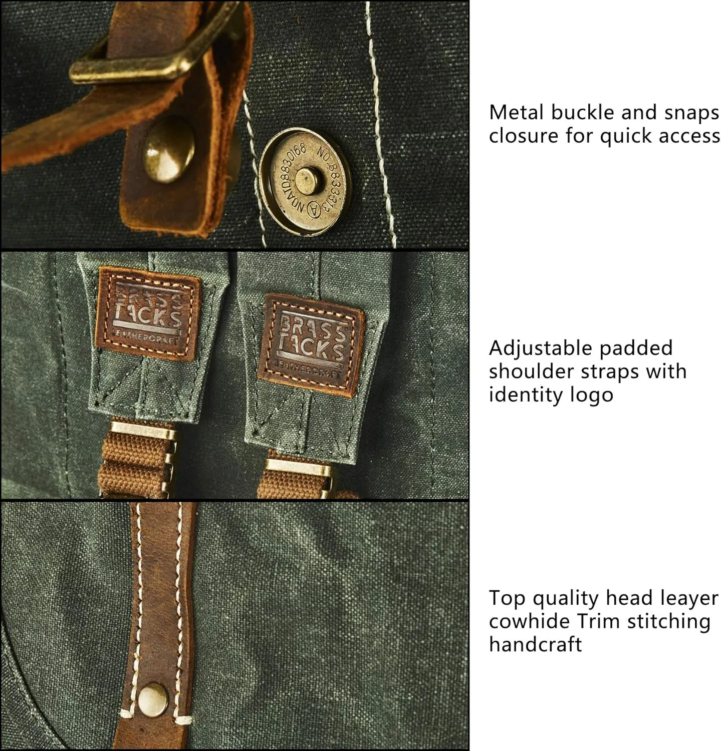 Heavy Duty Waxed Canvas Vintage Backpack for Men Women Trim Casual 15.6" laptop Bookbag Travel Rucksack Shoulder Rucksack for Travel
