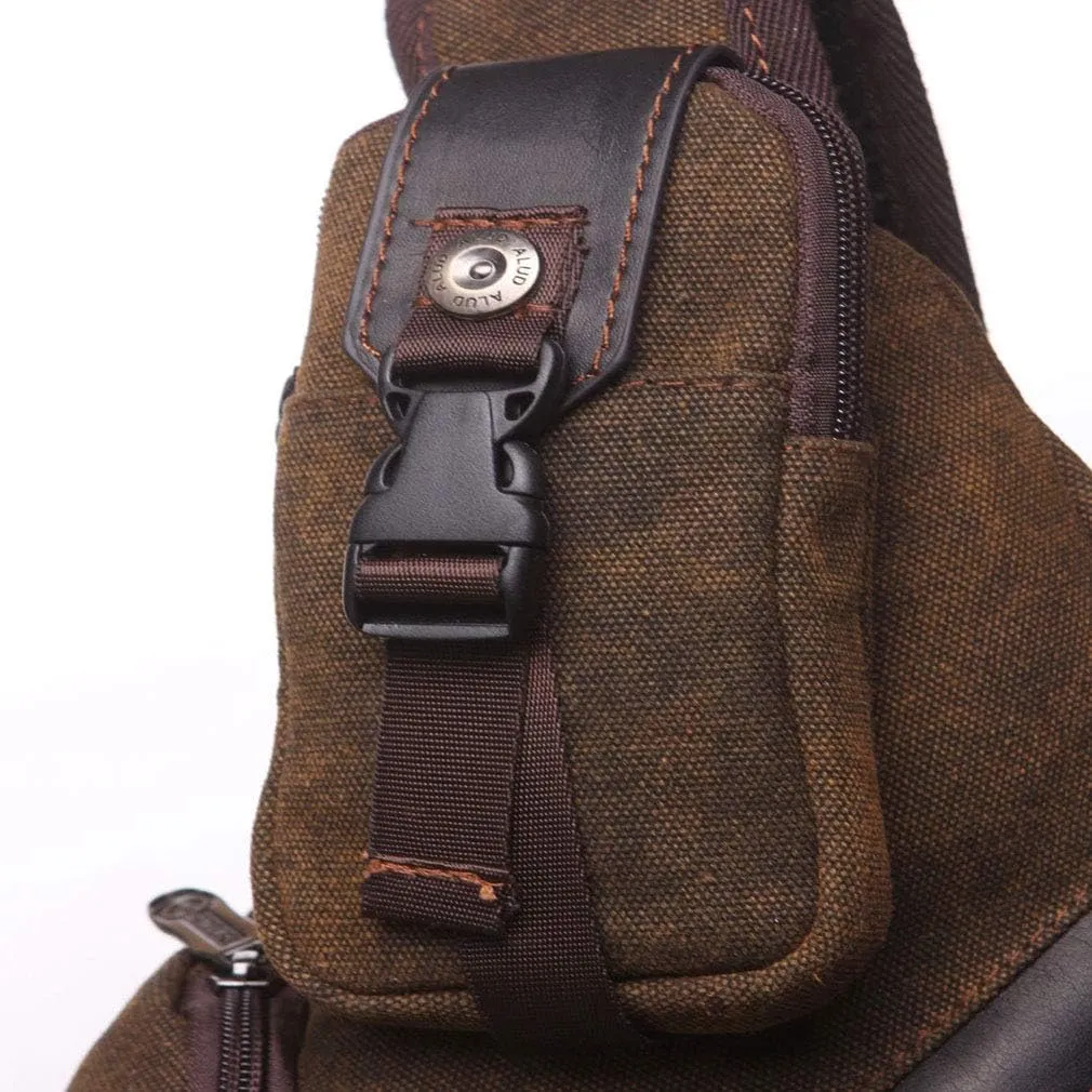Hebetag Leather Sling Bag Crossbody Backpack for Men Women Travel Outdoor Camping