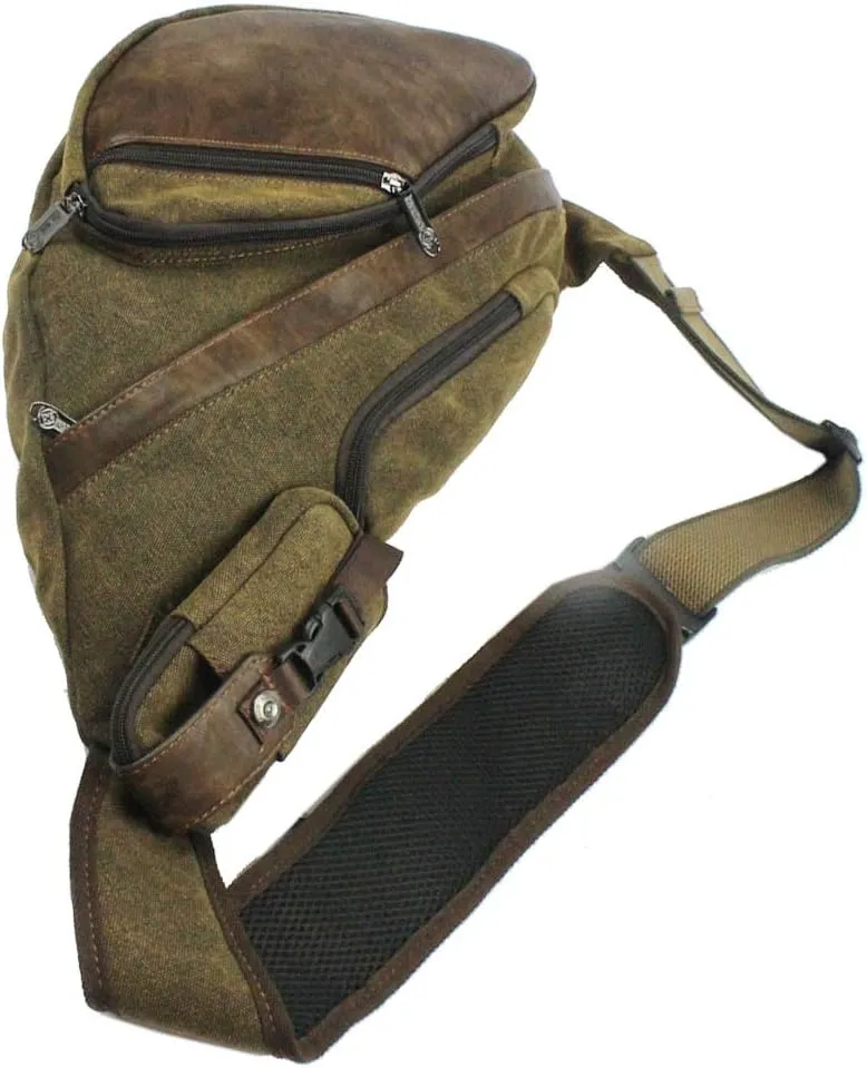 Hebetag Leather Sling Bag Crossbody Backpack for Men Women Travel Outdoor Camping