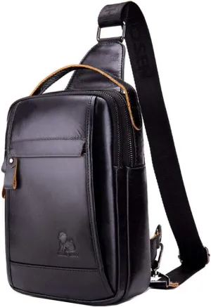 Hebetag Leather Sling Bag Crossbody Backpack for Men Women Travel Outdoor Sports