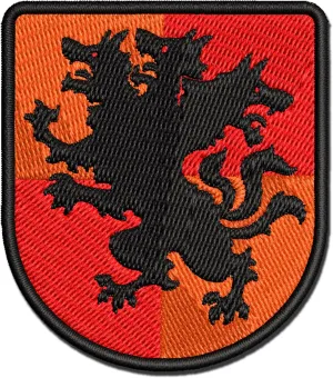 Heraldic Cerberus Three Headed Dog Multi-Color Embroidered Hook & Loop Patch Applique - Medium 3.0 Inch