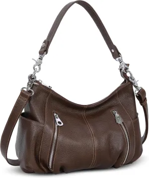 HESHE Genuine Leather Purses for Women Shoulder Hobo Bag Crossbody Satchel Handbags Designer Ladies Totes Purse