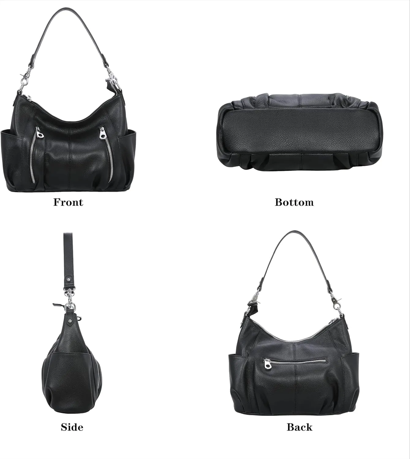 HESHE Genuine Leather Purses for Women Shoulder Hobo Bag Crossbody Satchel Handbags Designer Ladies Totes Purse