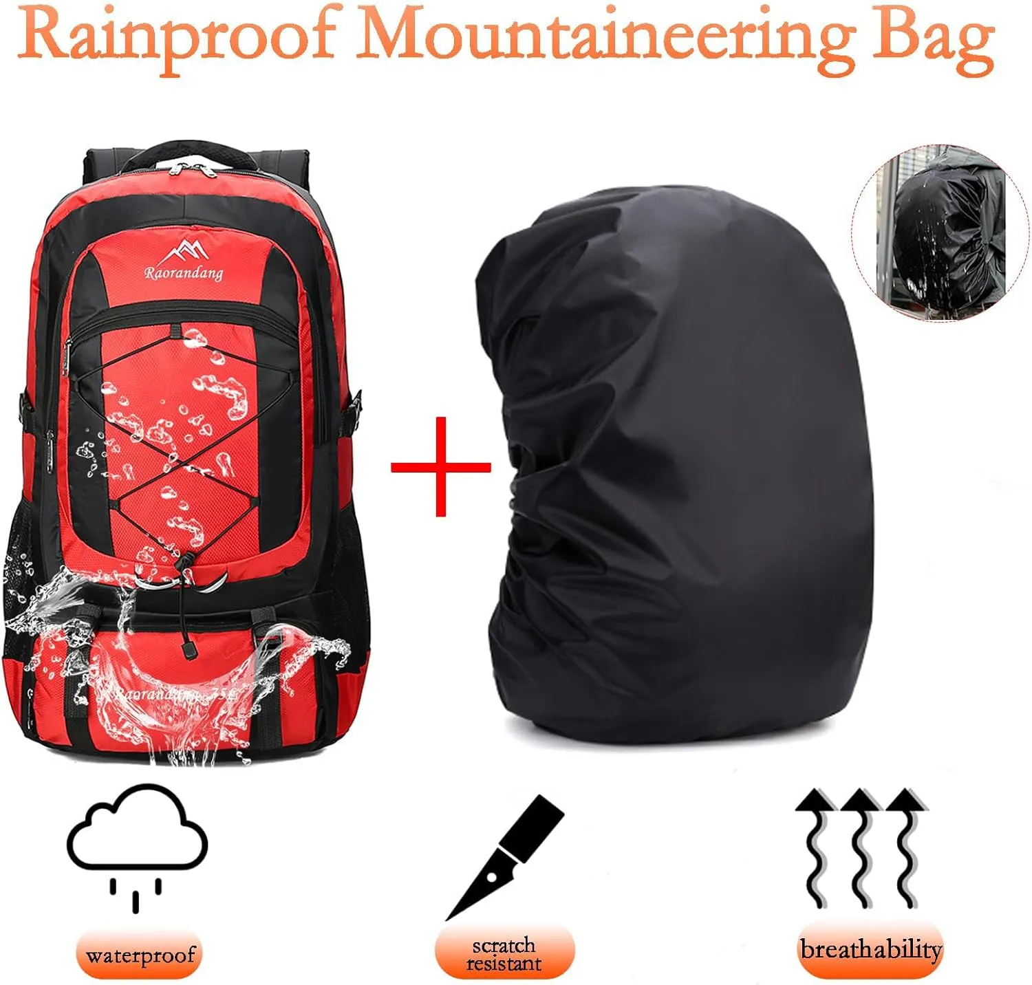 Hiking Backpack Waterproof Lightweight Durable 75L Large Capacity Travel Backpack Great for hiking, camping, trips