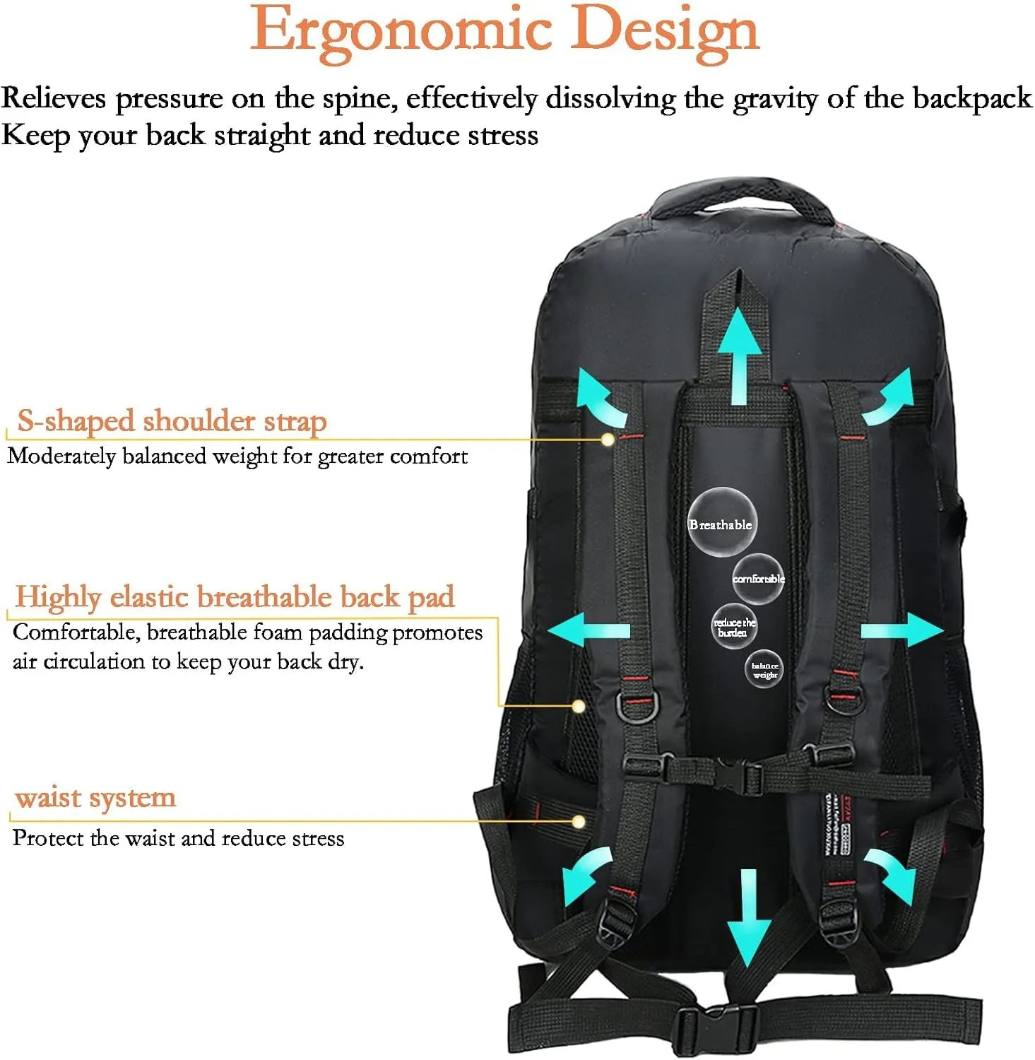 Hiking Backpack Waterproof Lightweight Durable 75L Large Capacity Travel Backpack Great for hiking, camping, trips