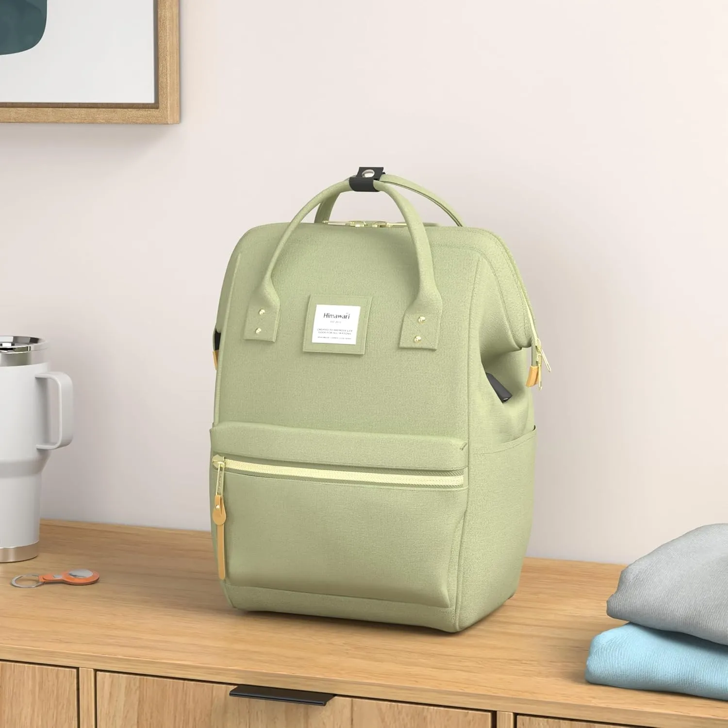 Himawari Travel Backpack with USB Charging Port 15.6 Inch Doctor Work Bag laptop backpack for Women&Men(9001- Olive Green-24#)