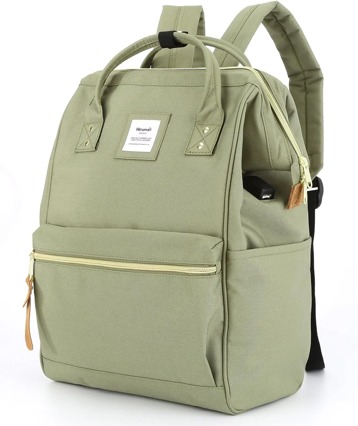 Himawari Travel Backpack with USB Charging Port 15.6 Inch Doctor Work Bag laptop backpack for Women&Men(9001- Olive Green-24#)