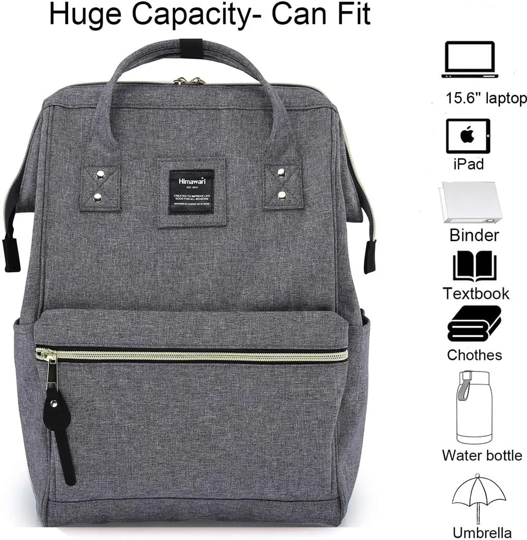Himawari Travel School Backpack with USB Charging Port 15.6 Inch Doctor Work Bag for Women&Men College Students(USB Gray)