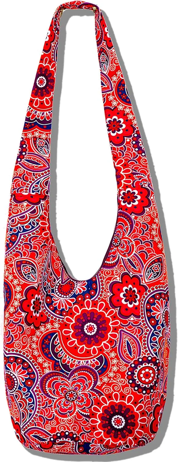 Hippie Crossbody Bag Thai Top Zip Hobo Sling Bag Handmade Hipster Messenger Bag