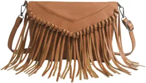 Hippie Suede Fringe Tassel Messenger Bag Women's PU Leather Hobo Fringe Cross body Tassel Purse Vintage Small Handbag