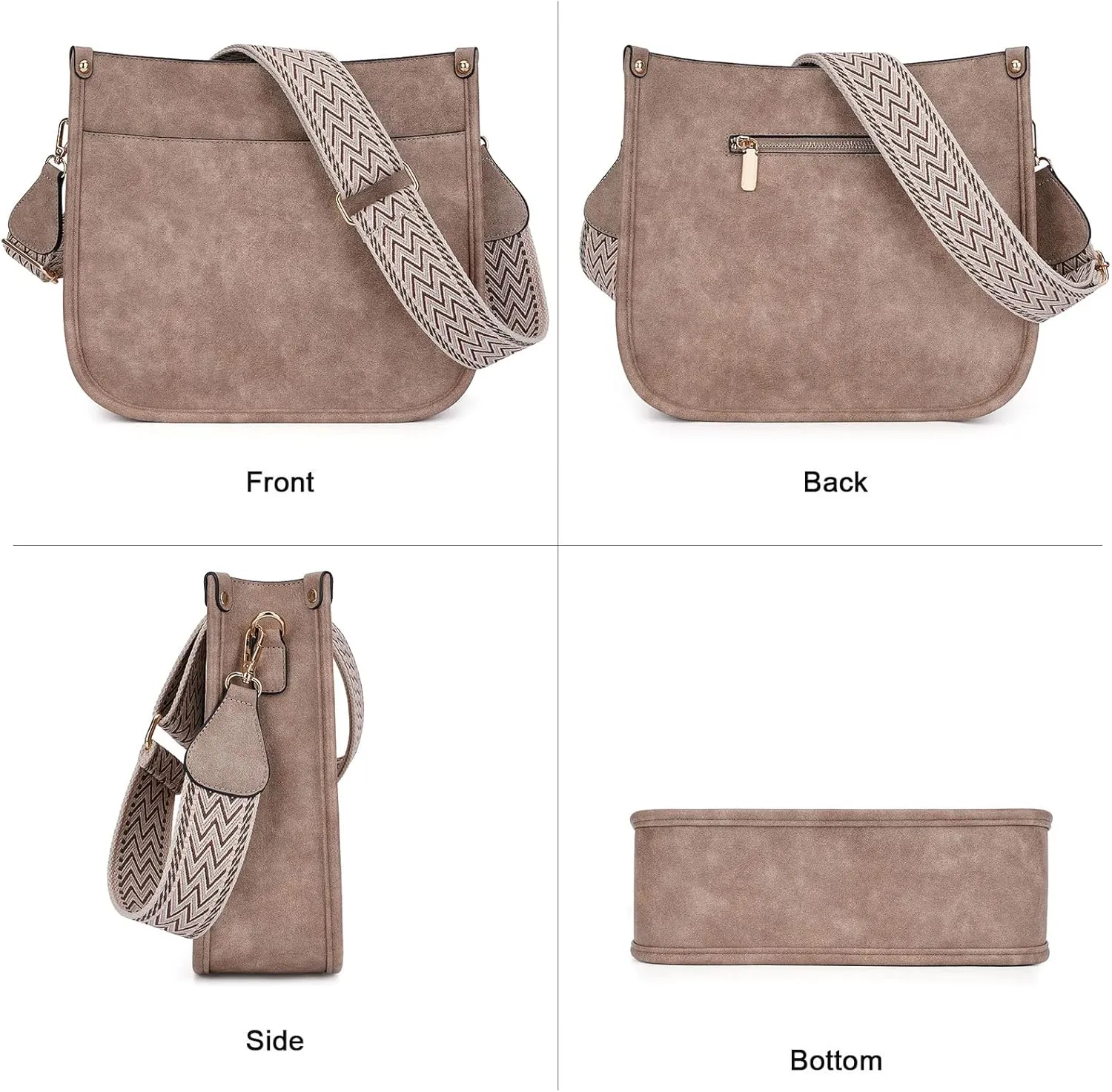 HKCLUF Crossbody Bag Purse for Women 2PCS/Set Leather Hobo Handbag Wallet Set With 2Adjustable Guitar Strap Shoulder Bag
