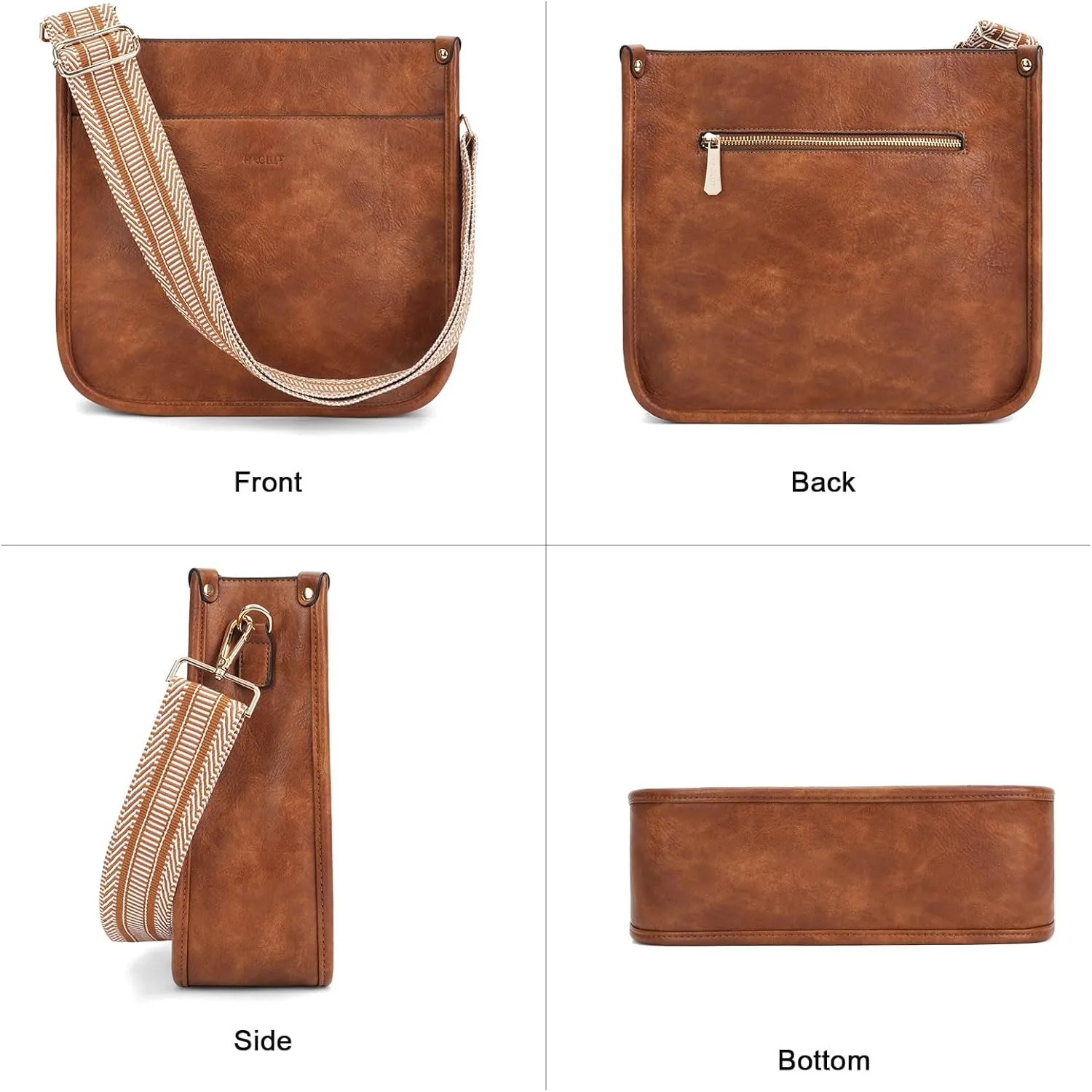 HKCLUF Crossbody Bag Purse for Women 2PCS/Set Leather Hobo Handbag Wallet Set With 2Adjustable Guitar Strap Shoulder Bag