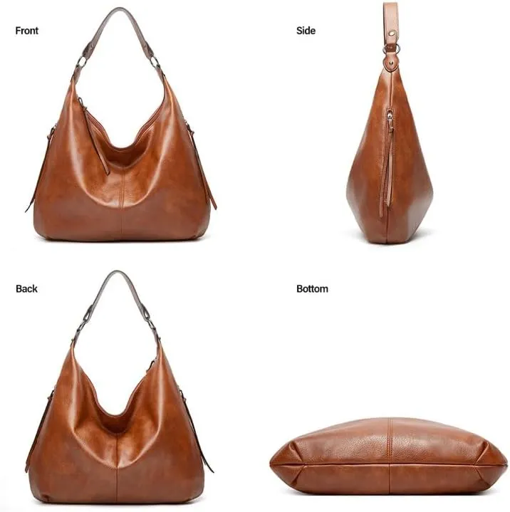 Hobo Bag for Women, Leather Tote Bag, Shoulder Purse Handbag with Zipper
