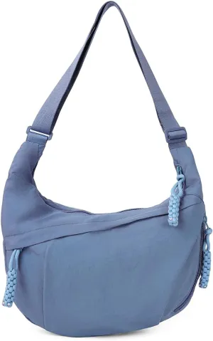 Hobo Bag for Women Men Crescent Shoulder Bag Retro Nylon Canvas Crossbody Bag Slouchy Corduroy Dumpling Bag Purse