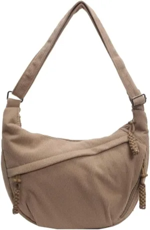 Hobo Bag for Women Men Crescent Shoulder Bag Retro Nylon Canvas Crossbody Bag Slouchy Corduroy Dumpling Bag Purse