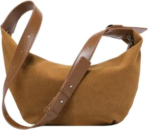 Hobo Bags for Women Crescent Bag Suede Tote Bag Suede Bag Slouchy Shoulder Bag Trendy Crossbody Bags for Women 2024