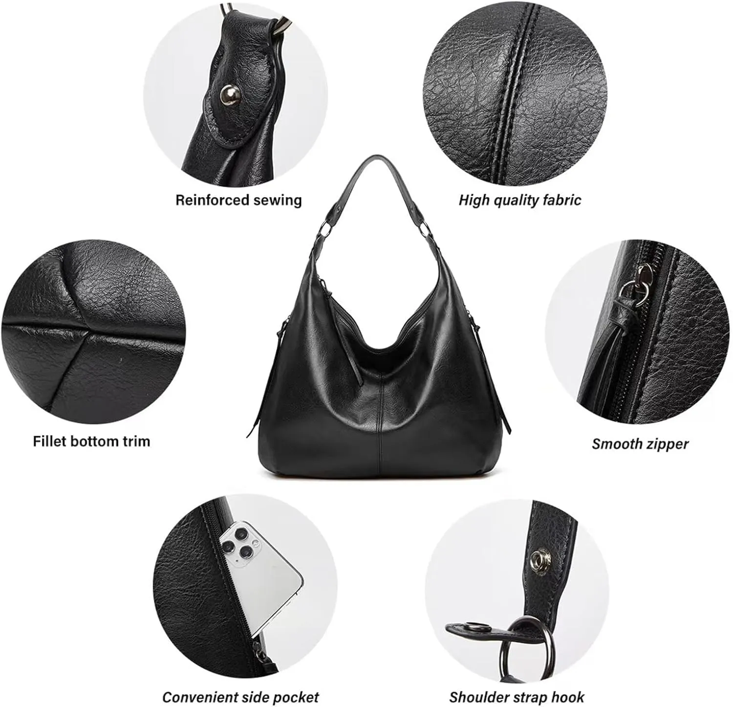 Hobo Bags for Women Slouchy Shoulder Bags Purses Top Handle Handbags Ladies Boho Totes Bags Purses Soft PU Leather