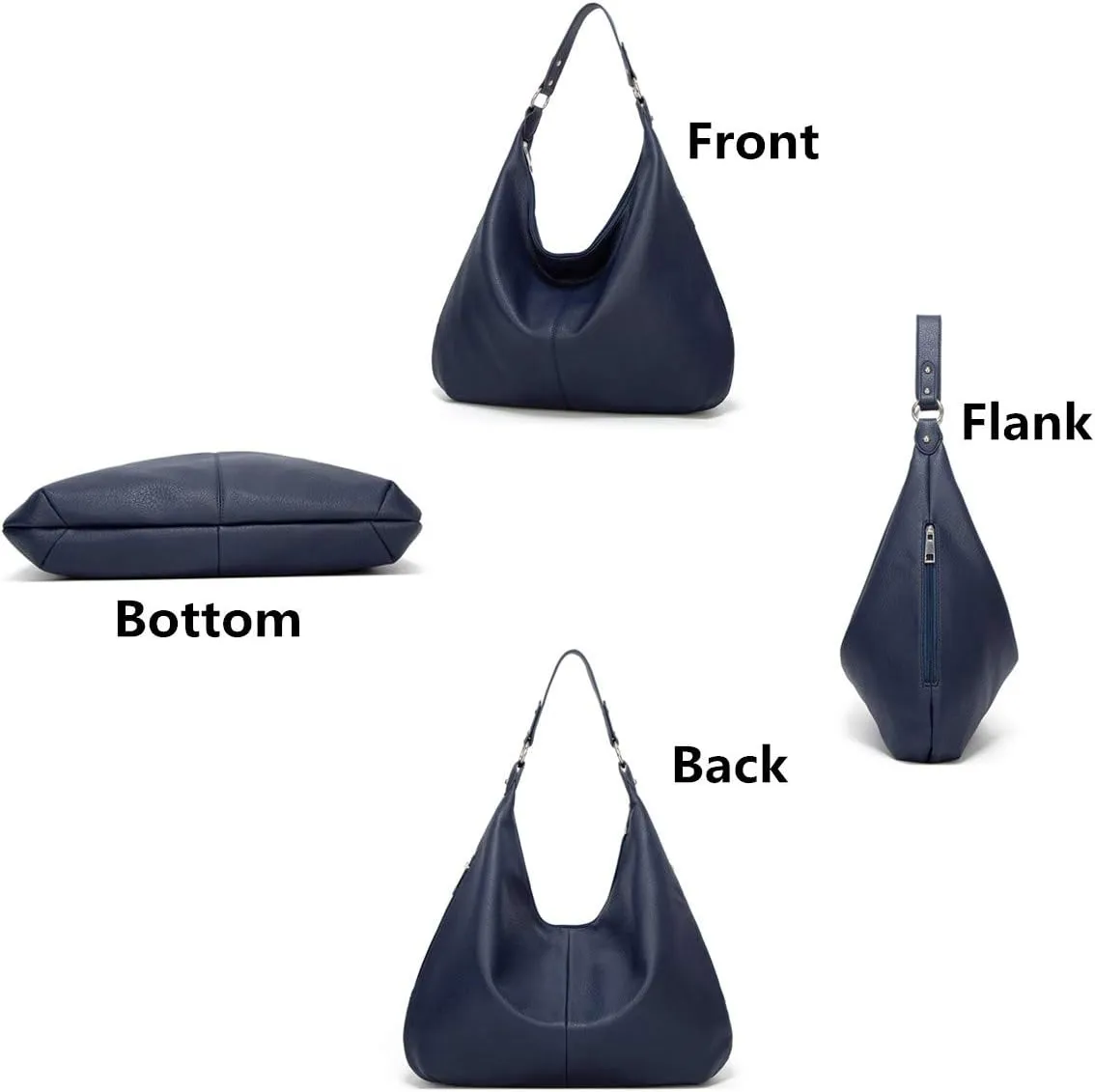 Hobo Bags for Women Soft PU Leather Slouchy Bag Shoulder Purse with Zipper