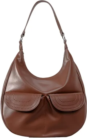 Hobo Bags for Women Trendy Soft Portland Slouchy Leather Handbags Shoulder Bag Work Tote Bag Purse (Black)