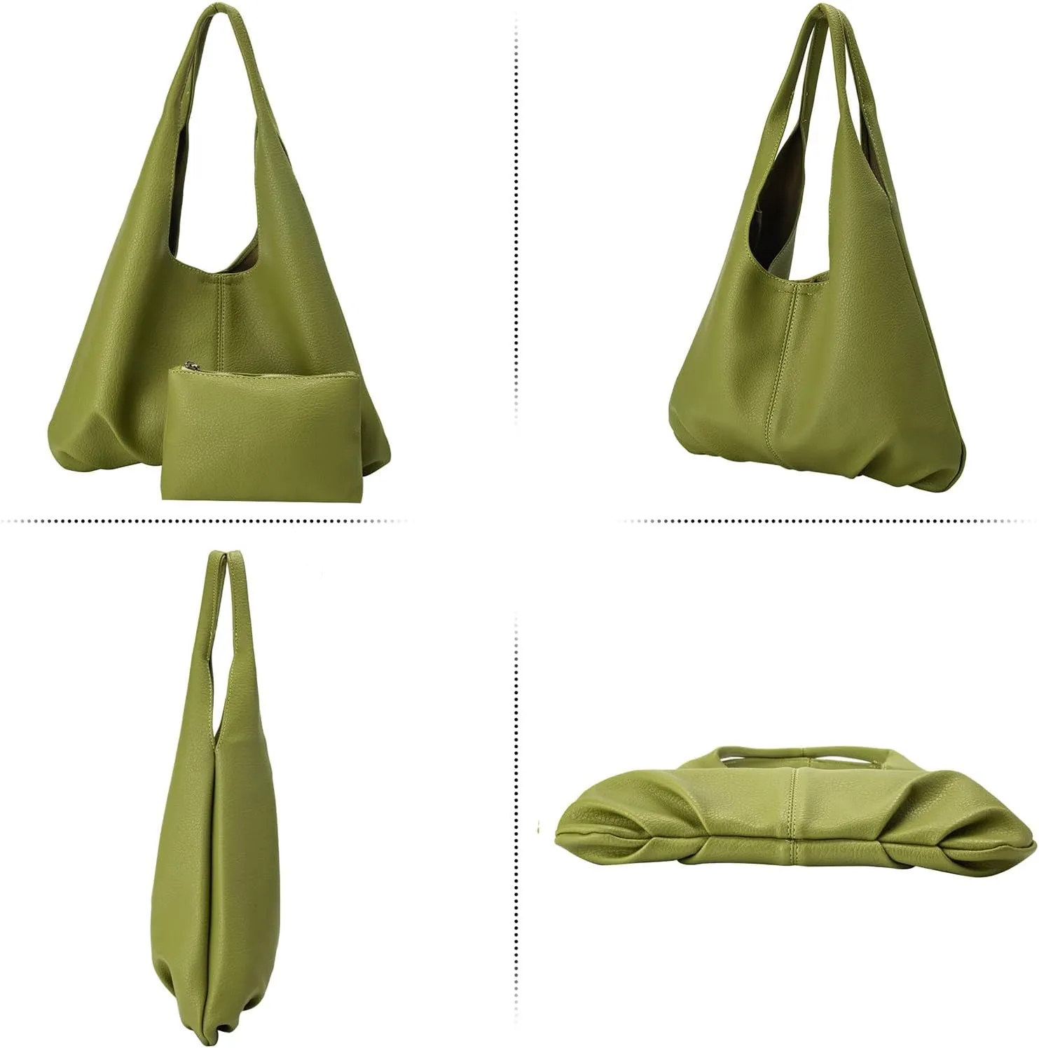 Hobo Bags Purses for Women Retro Soft Vegan Leather Slouchy Shoulder Bag Tote Clutch Handbags, with Coin Purse