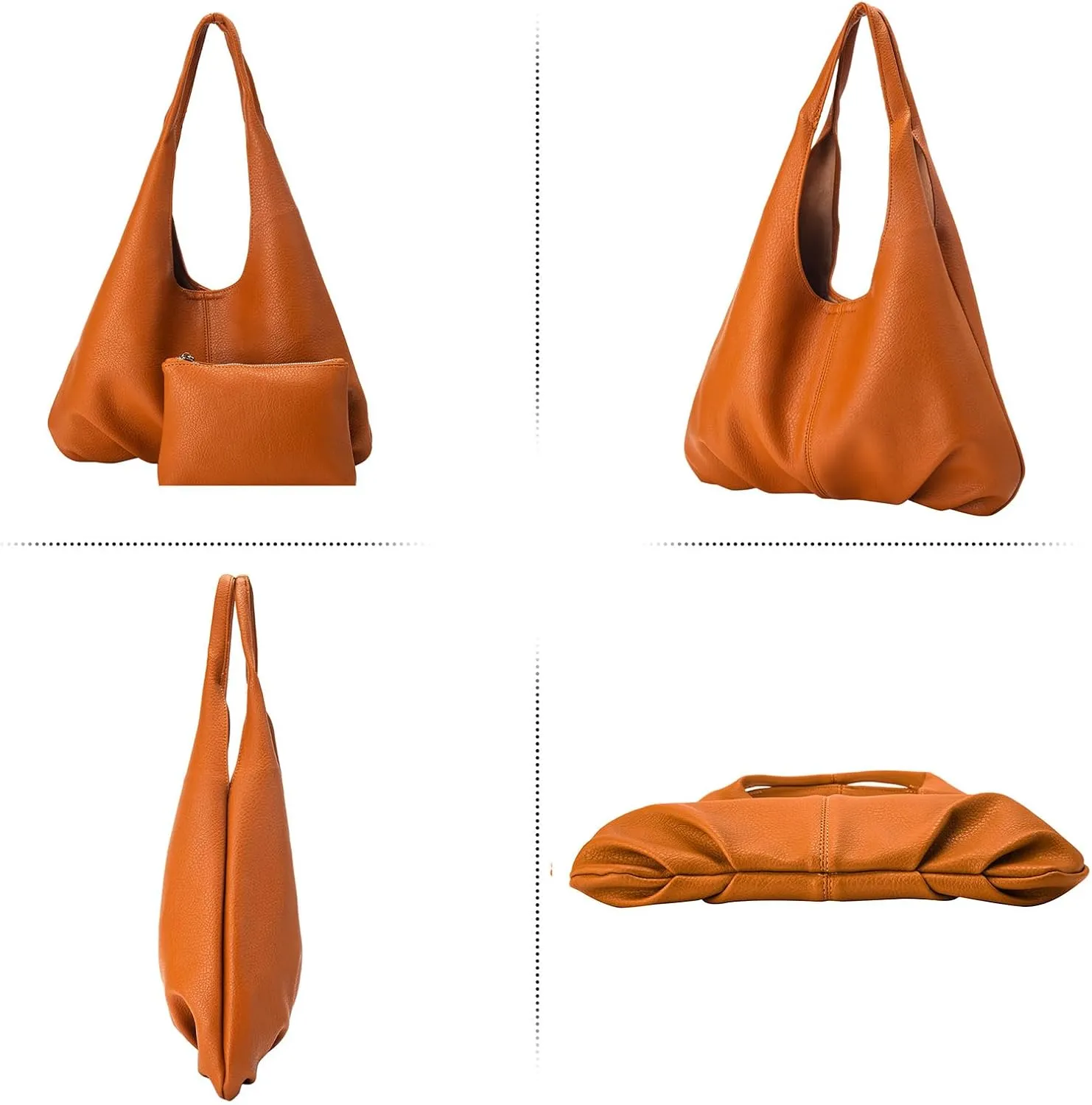 Hobo Bags Purses for Women Retro Soft Vegan Leather Slouchy Shoulder Bag Tote Clutch Handbags, with Coin Purse