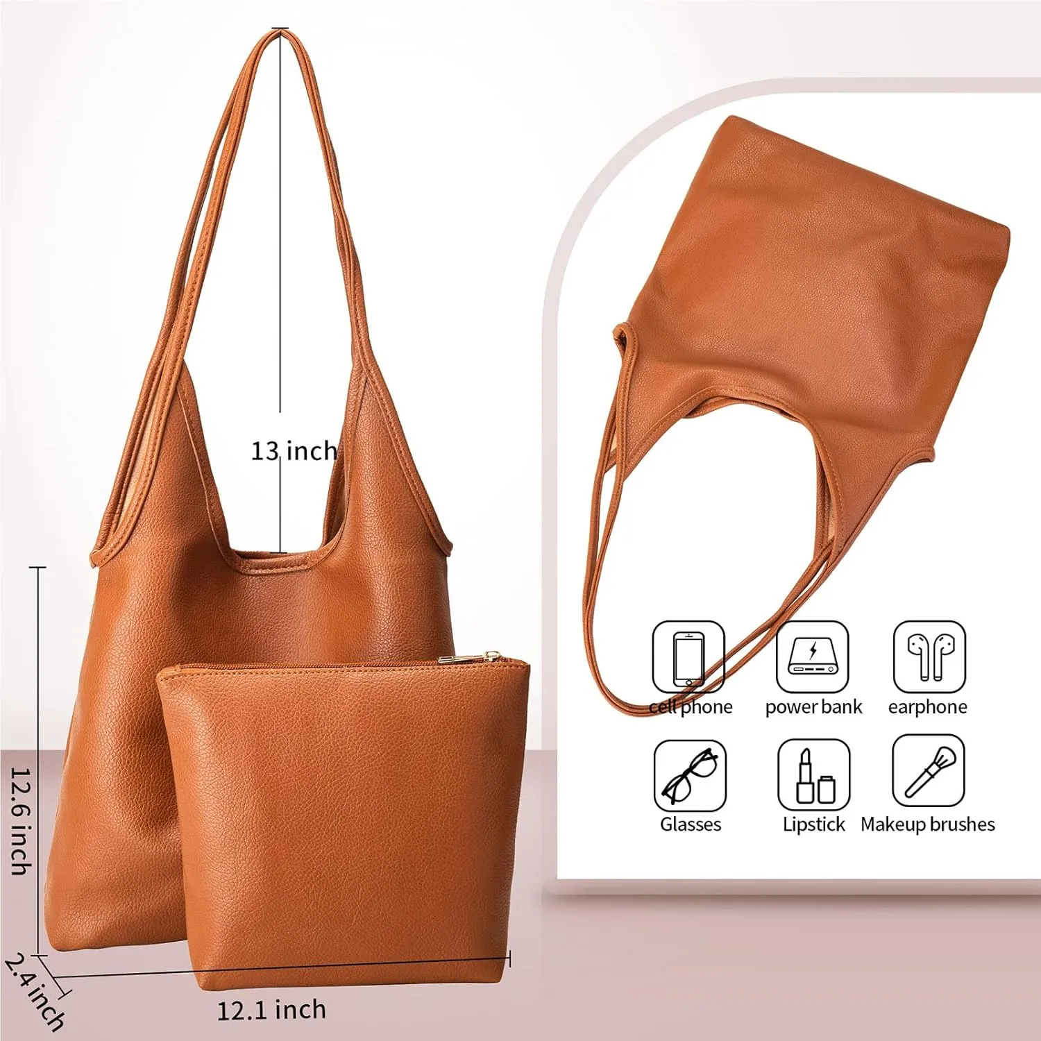 Hobo Bags Purses for Women Ultra Soft Foldable Slouchy Shoulder Bags Top Handle Handbags Bucket Bag, with Coin Purse