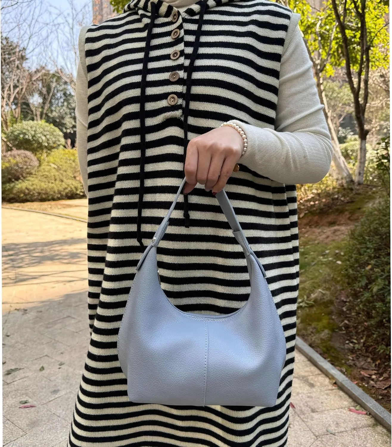 Hobo Women's PU Leather Shoulder Tote Clutch Crescent Slouchy Bag with Zipper Closure and Top Handle