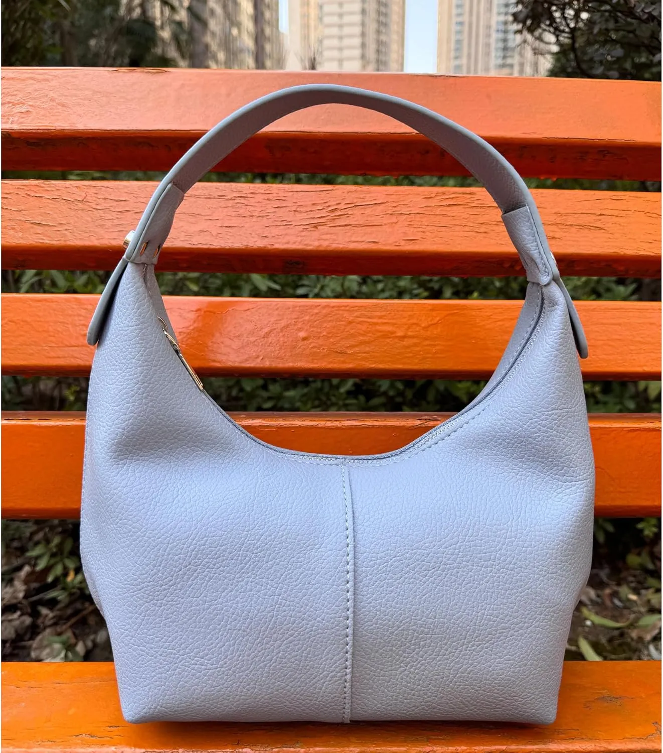 Hobo Women's PU Leather Shoulder Tote Clutch Crescent Slouchy Bag with Zipper Closure and Top Handle