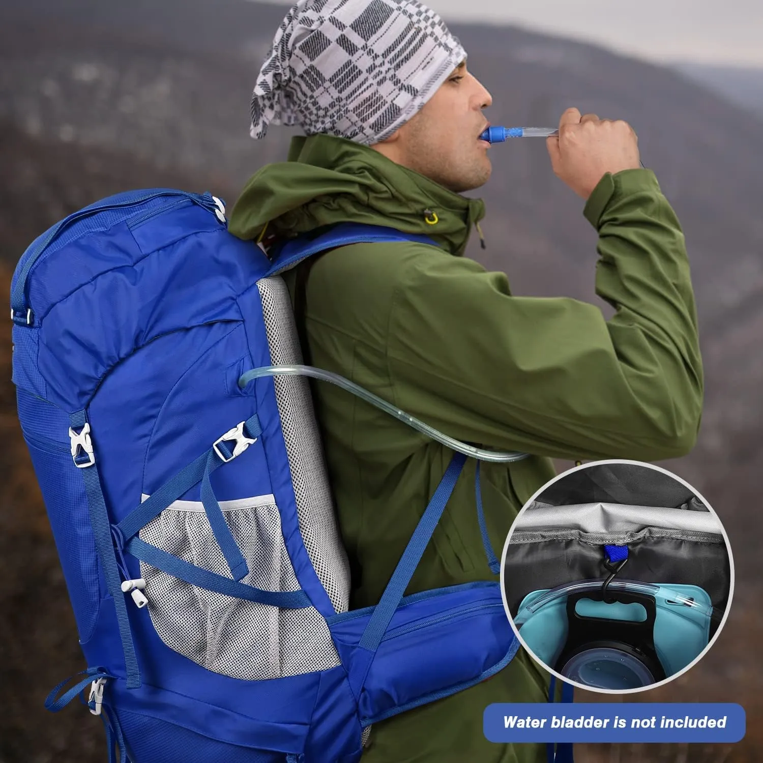 HOMIEE 50L Hiking Backpack Travel Bag Waterproof Camping Rucksack with Rain Cover Lightweight Backpacking Backpack