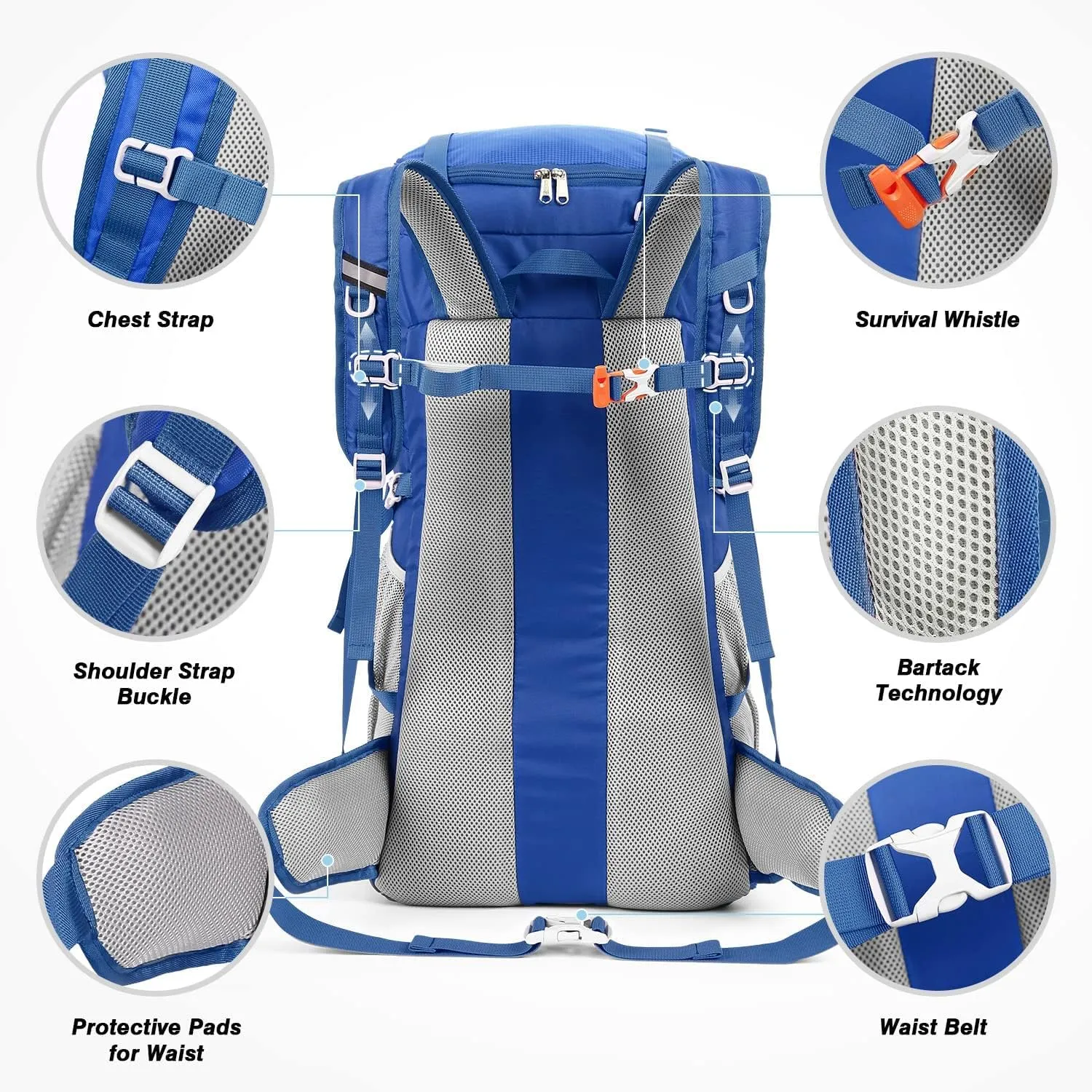 HOMIEE 50L Hiking Backpack Travel Bag Waterproof Camping Rucksack with Rain Cover Lightweight Backpacking Backpack