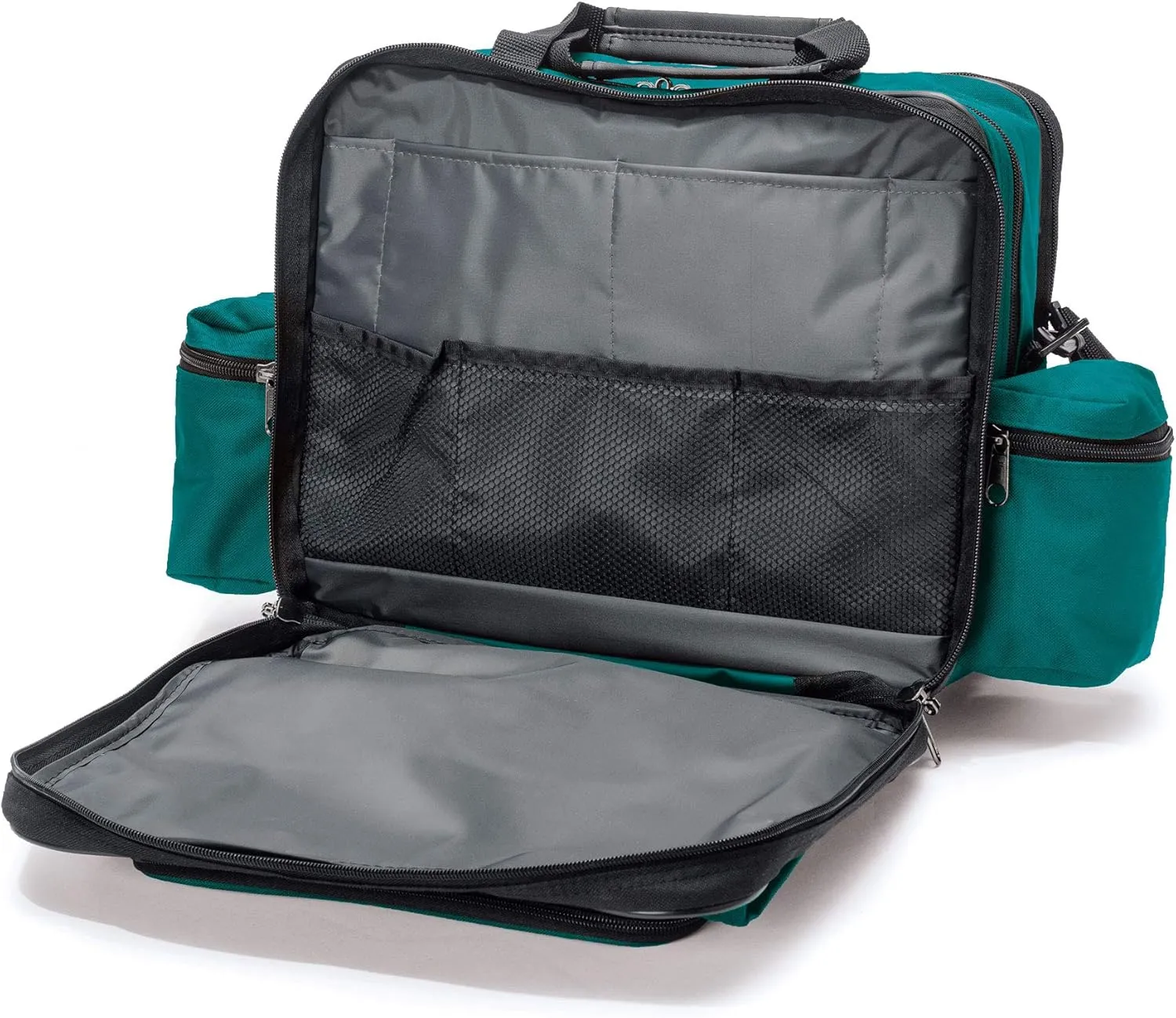 Hopkins Medical Products Mark V Shoulder Bag, HIPAA Compliant Lockable Zippers for Security, Adjustable Straps and Reinforced Bottom, Fold-Down Compartment for Easy Access, 13x11.25x7.5 inch, Teal