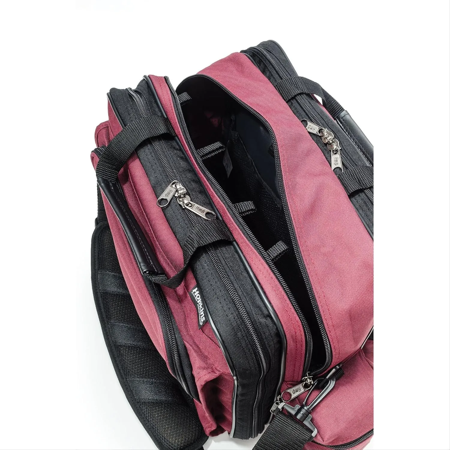 Hopkins Medical Products Mark V Shoulder Bag, HIPAA Compliant Lockable Zippers for Security, Adjustable Straps, Reinforced Bottom, Fold-Down Compartment for Easy Access, 13x11.25x7.5 inch, Burgundy