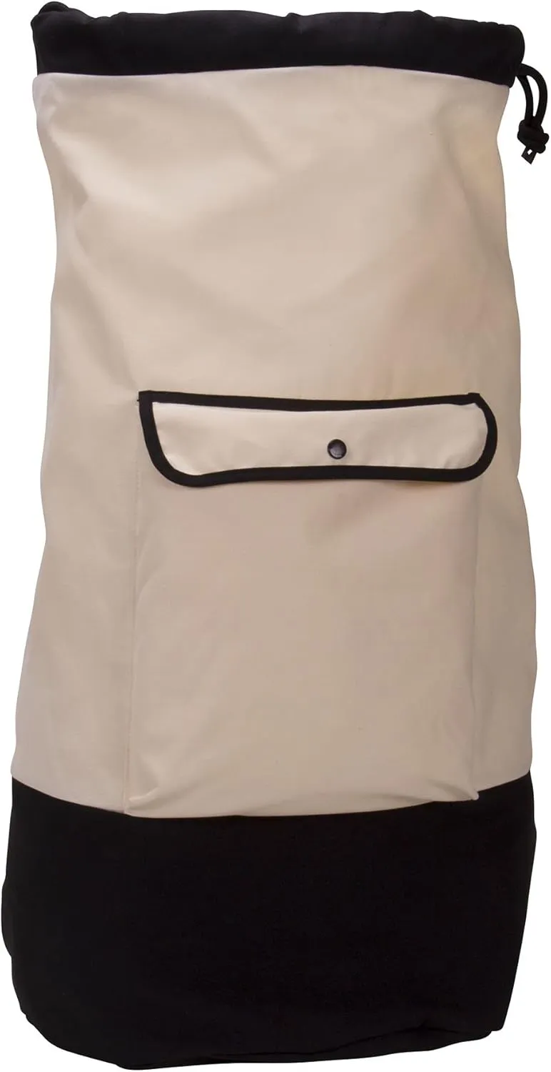 Household Essentials Backpack Duffel Laundry Bag, Cream & Black