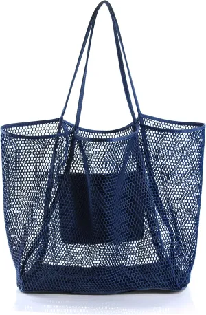 HOXIS Mesh Beach Tote Womens Shoulder Handbag