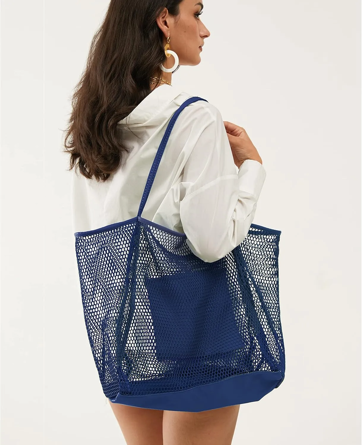 HOXIS Mesh Beach Tote Womens Shoulder Handbag